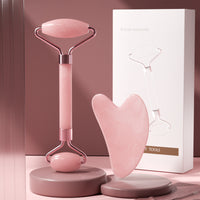 Rose Quartz Facial Roller Massager Set