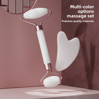 Rose Quartz Facial Roller Massager Set