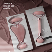 Rose Quartz Facial Roller Massager Set
